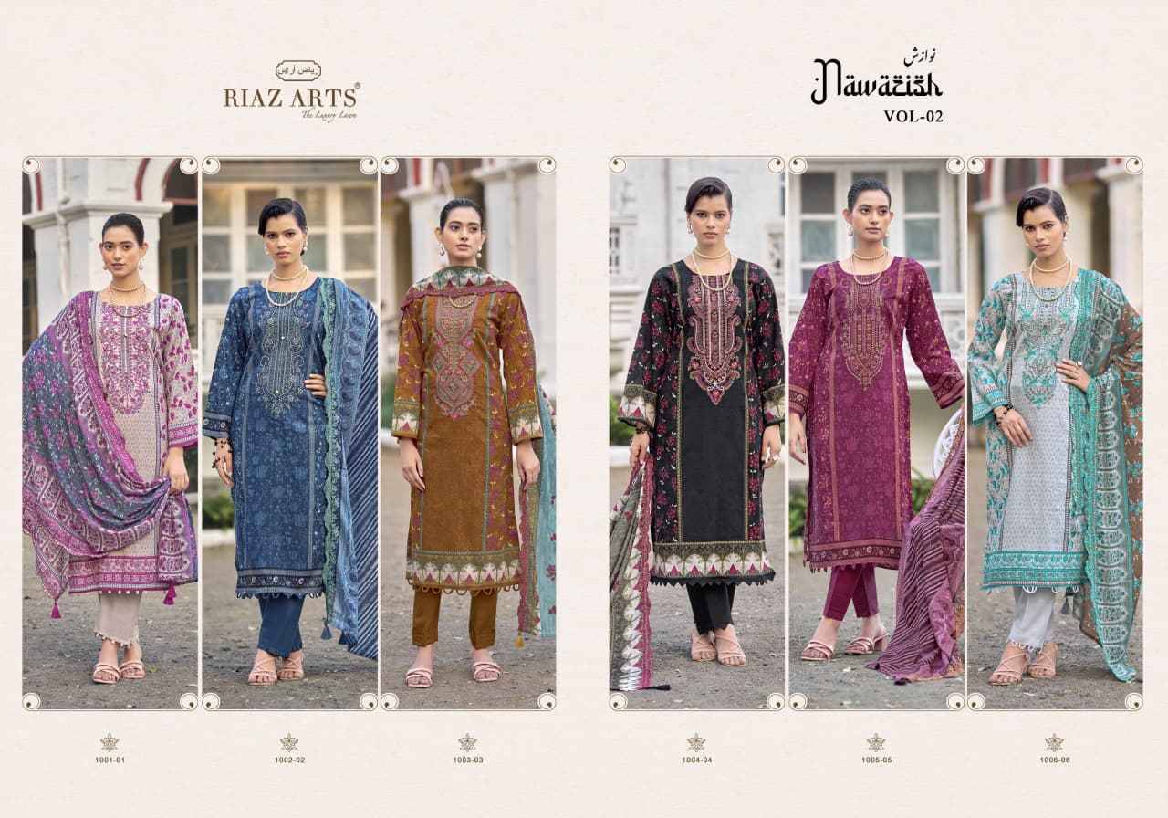 BIN SAEED NAWAZISH VOLUME.2 By RIAZ ARTS 1001 TO 1006 Series Beautiful Festive Suits Stylish Fancy Colorful Casual Wear & Ethnic Wear Cotton Cambric Lawn Print Dresses At Wholesale Price
